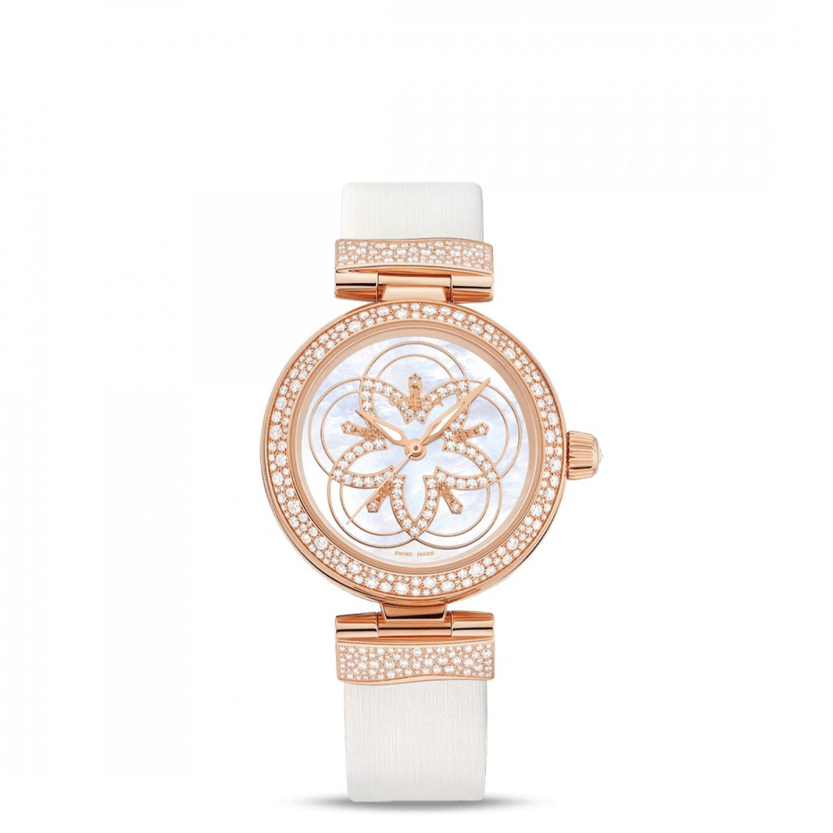 Omega Women's 425.67.34.20.55.006 De Ville Diamonds White Leather Watch