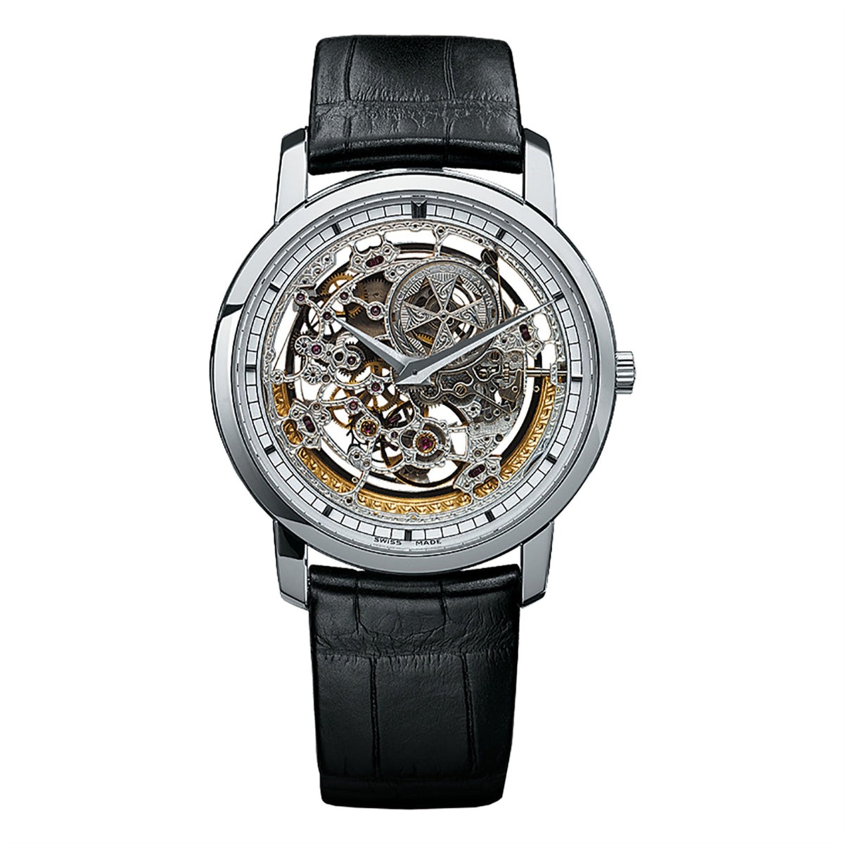 Vacheron Constantin Men's 43178-000G-9393 Traditionnelle Black Leather Watch