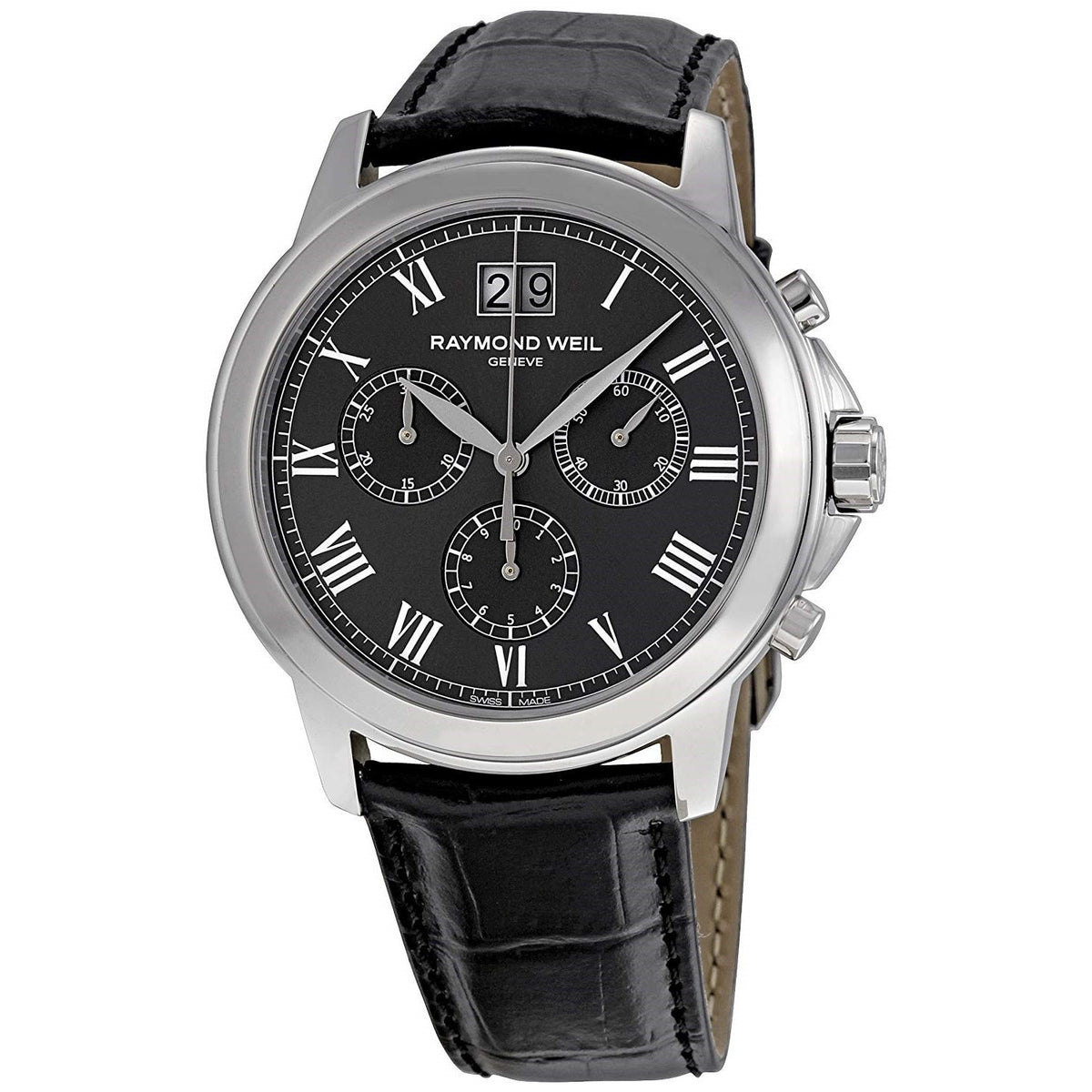 Raymond Weil Men&#39;s 4476-STC-00600 Tradition Chronograph Black Leather Watch
