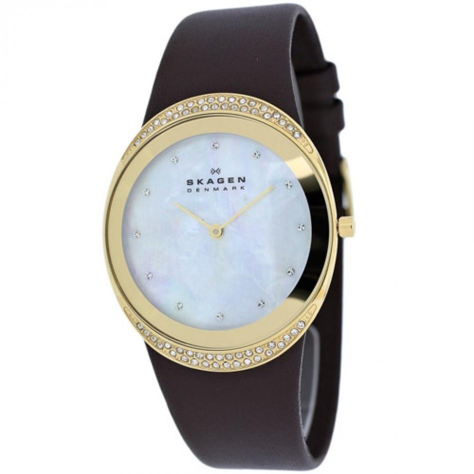 Skagen Women's 452LGLD Classic Brown Leather Watch