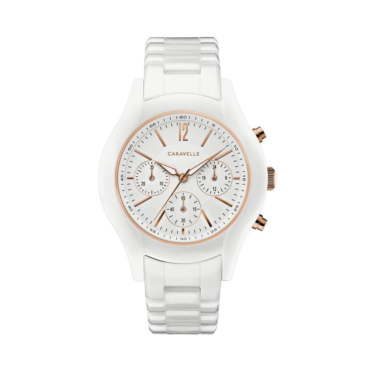 Bulova Women&#39;s 45L174 Caravelle Chronograph White Ceramic Watch