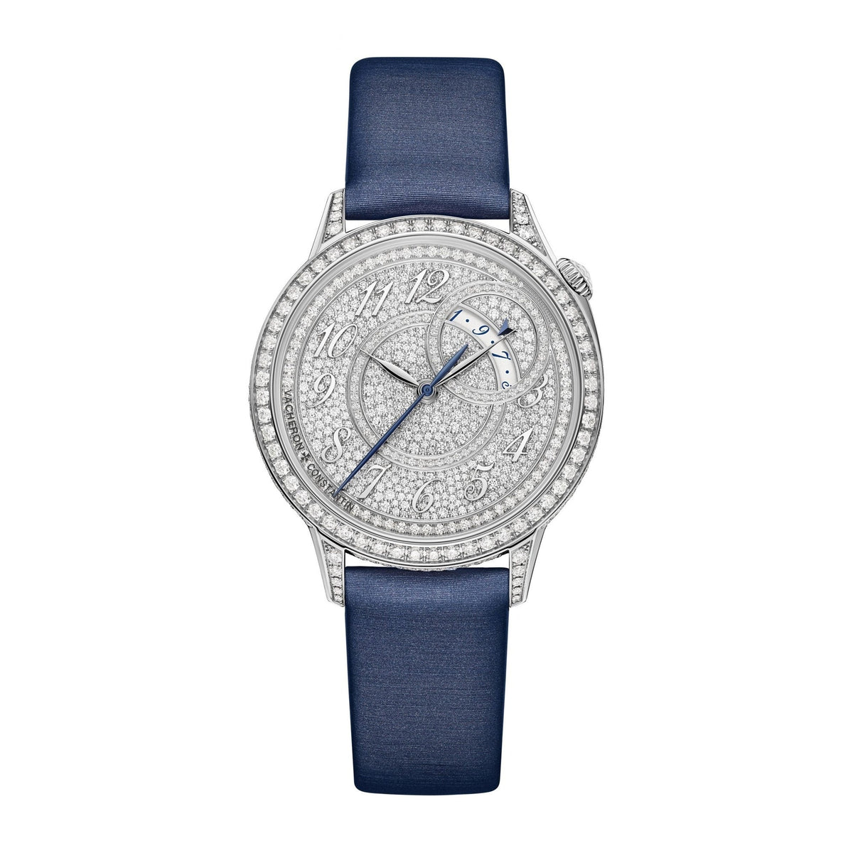 Vacheron Constantin Women's 4606F-000G-B649 Égérie Diamond Pave Blue Leather Watch