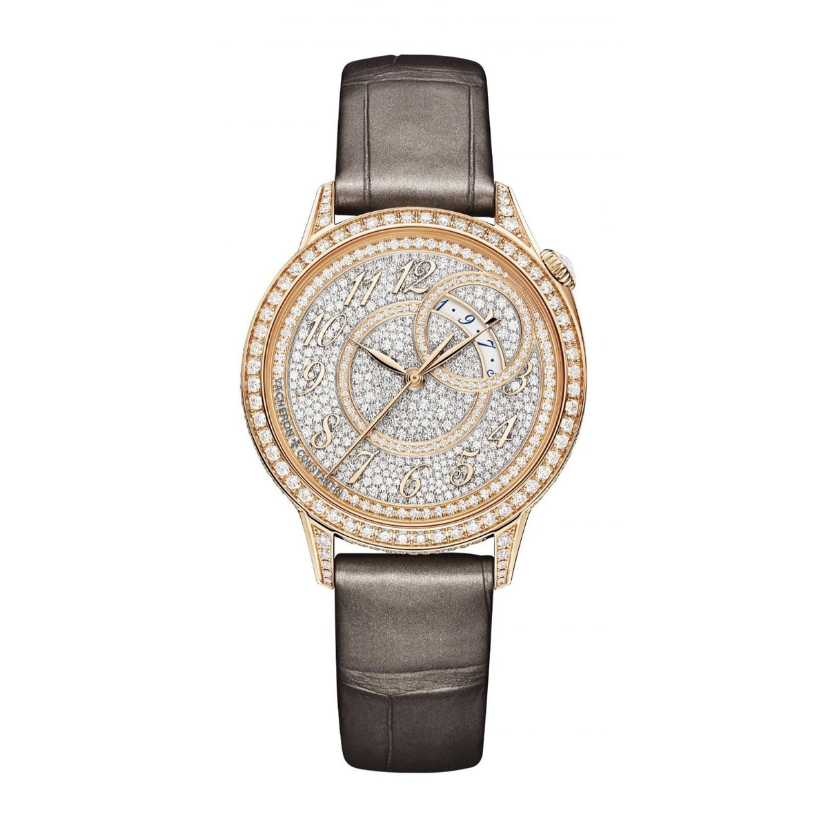 Vacheron Constantin Women's 4606F-000R-B648 Égérie Diamond Pave Grey Leather Watch