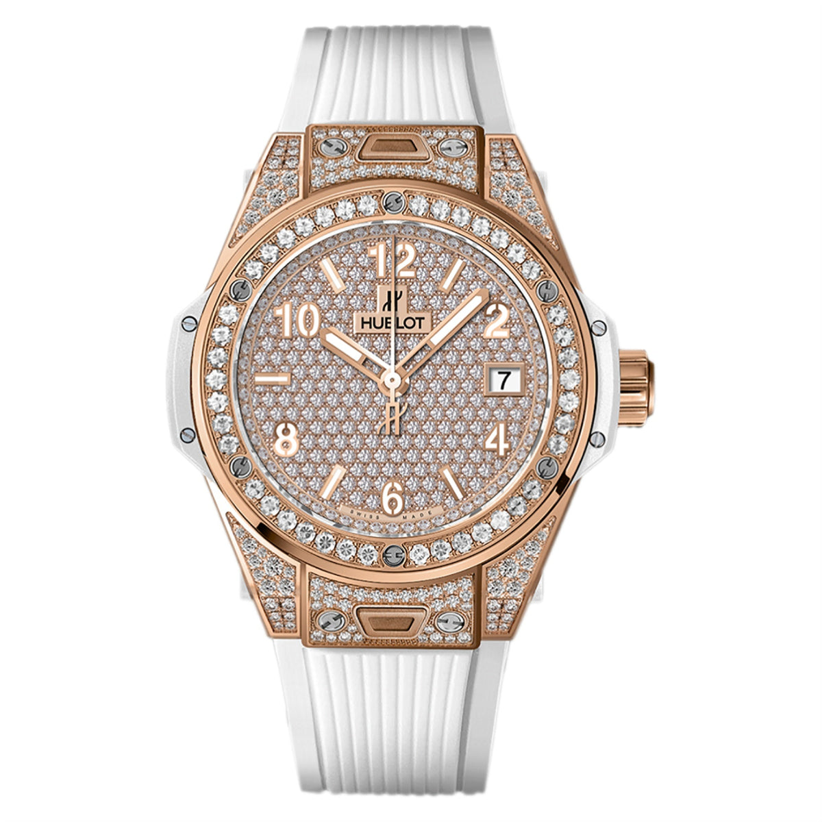 Hublot Women's 465.OE.9010.RW.1604 Big Bang One Click Diamond Pave White Rubber Watch