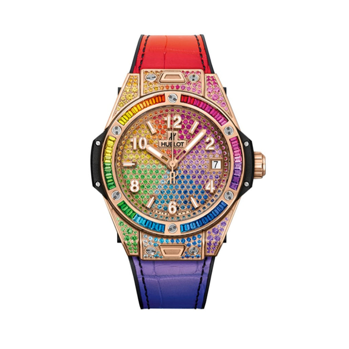 Hublot Women's 465.OX.9910.LR.0999 Big Bang One Click Rainbow Gemstones Multi-color Leather Watch