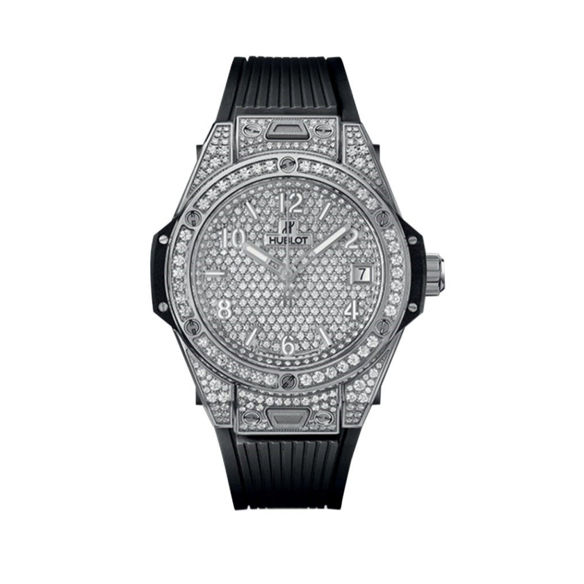 Hublot Women's 465.SX.9010.RX.1604 Big Bang One Click Diamond Pave Black Rubber Watch