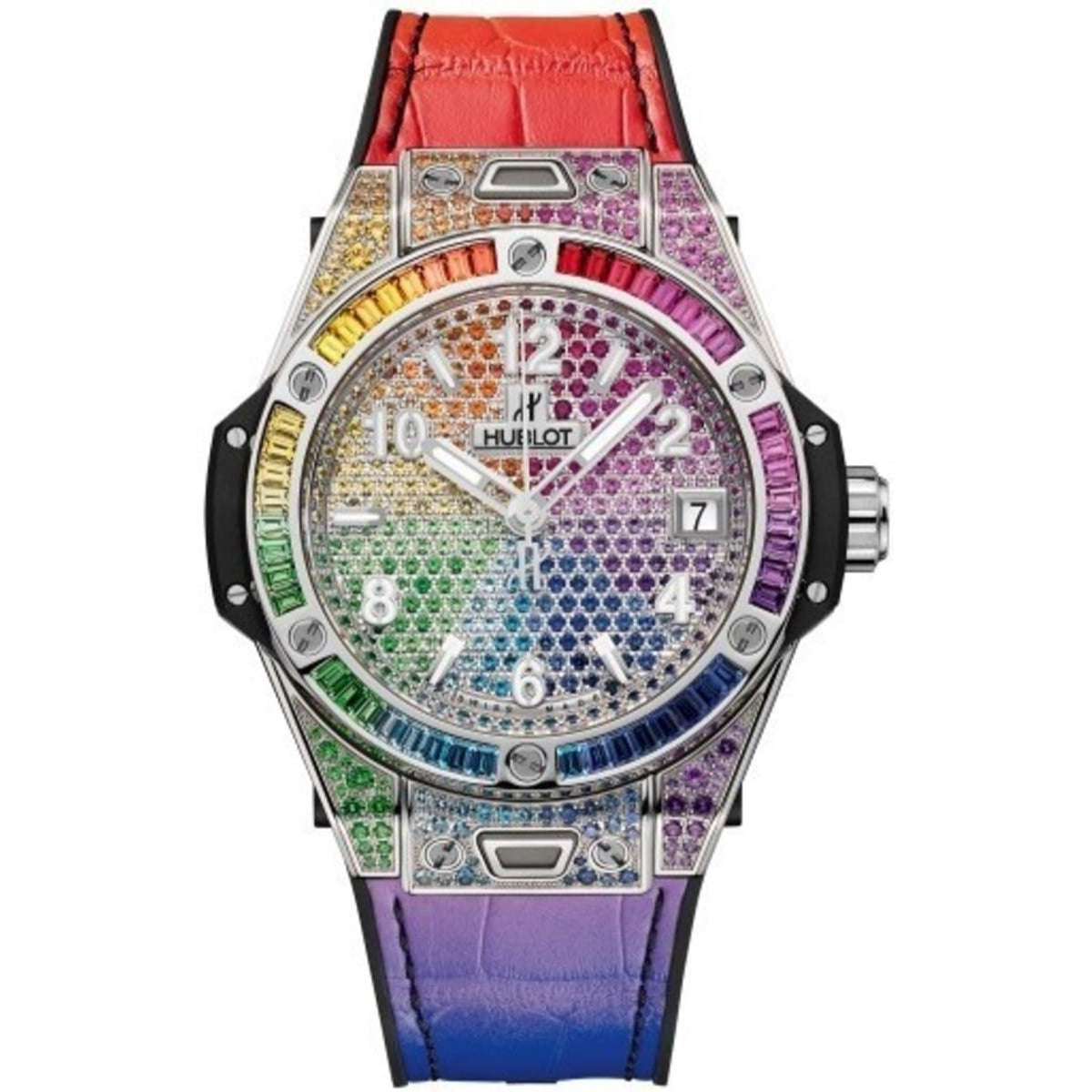 Hublot Women's 465.SX.9910.LR.0999 Big Bang One Click Gemstones Multi-color Leather Watch