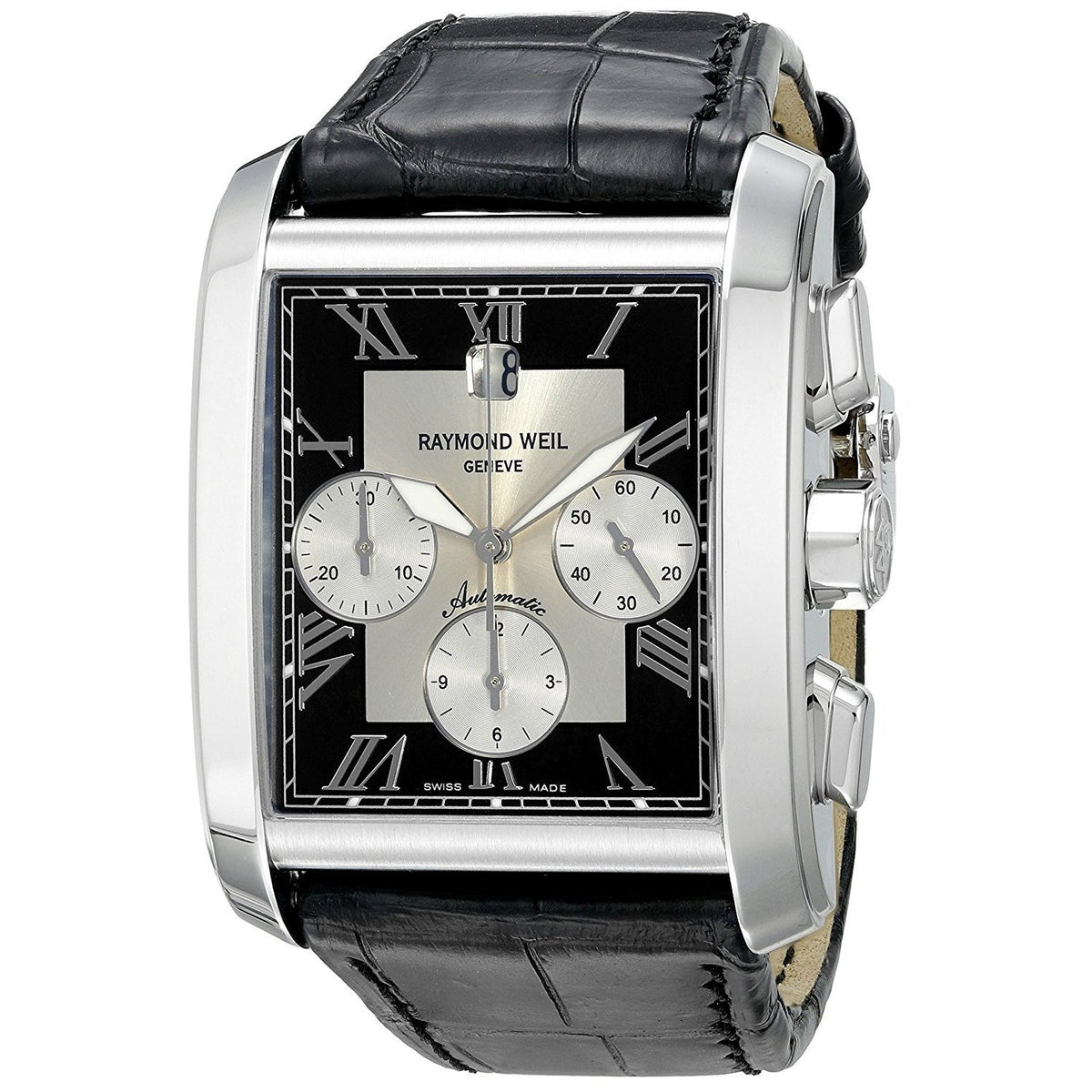 Raymond Weil Men&#39;s 4878-STC-00268 Don Giovanni Chronograph Automatic Black Leather Watch