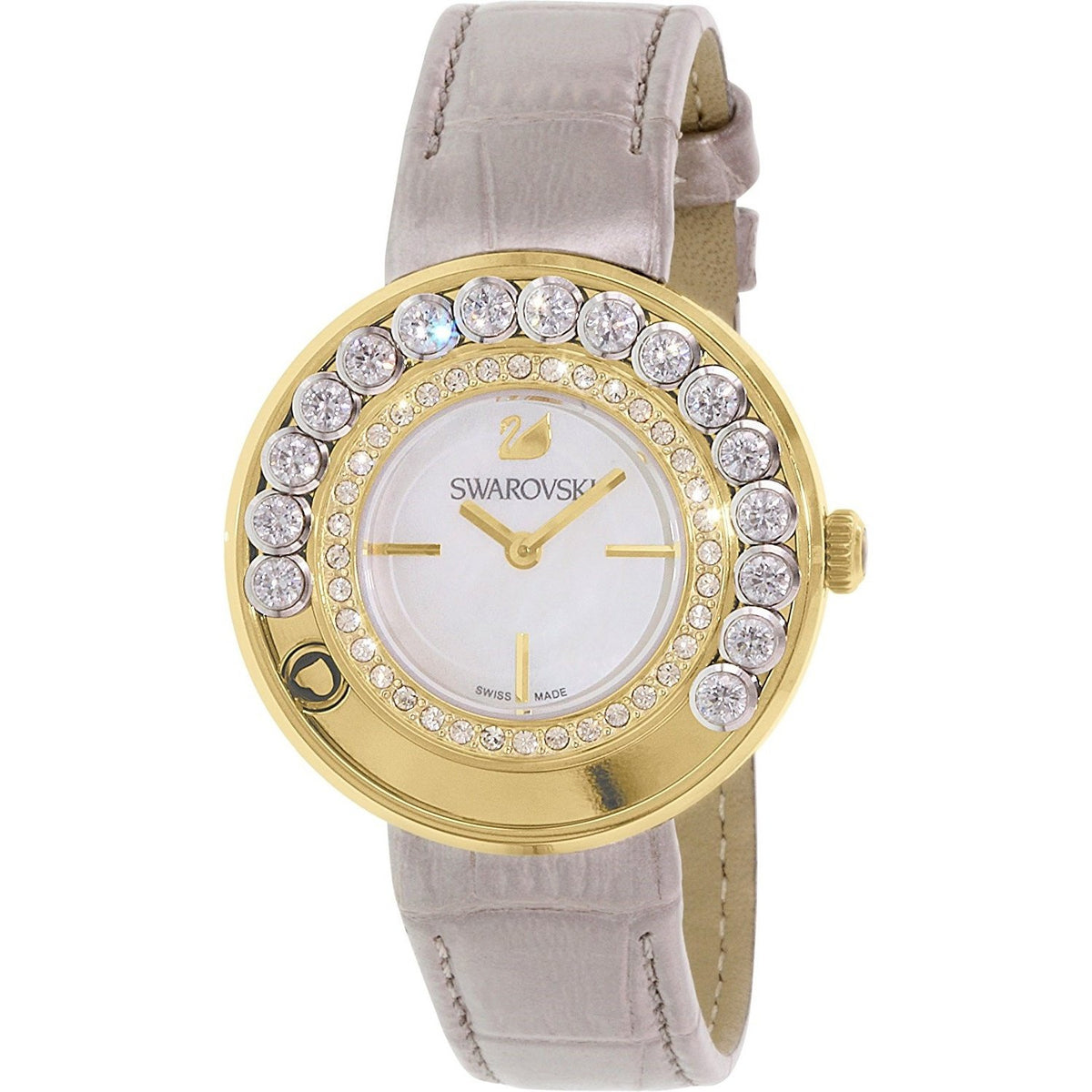 Swarovski Women&#39;s 5027203 Lovely Crystal Gold-Tone Leather Watch