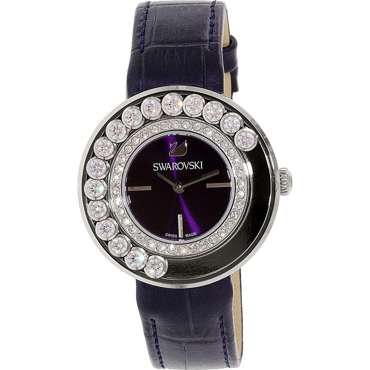 Swarovski Women&#39;s 5027205 Lovely Crystal Black Leather Watch
