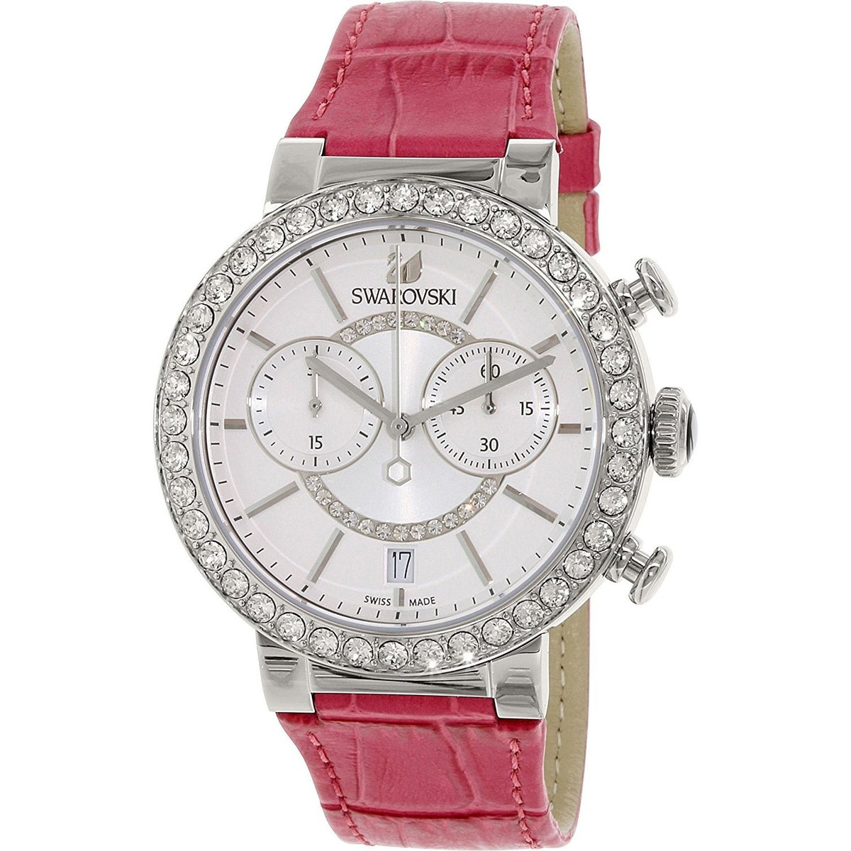 Swarovski Women&#39;s 5096008 Citra Sphere Chronograph Crystal Red Leather Watch