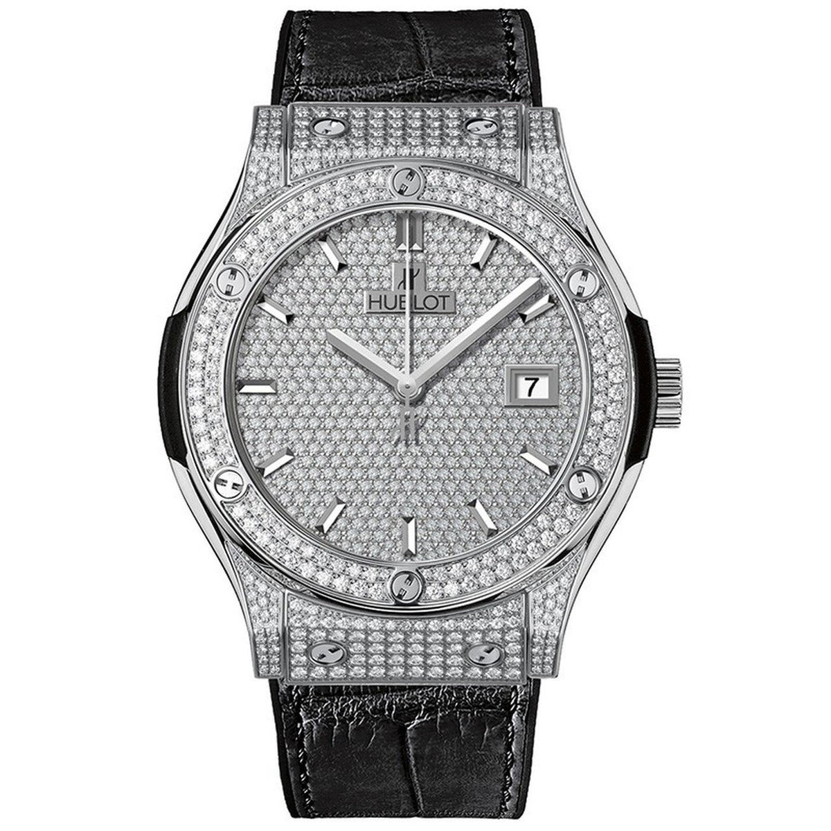 Hublot Men's 511.NX.9010.LR.1704 Classic Fusion Diamond Black Leather Watch