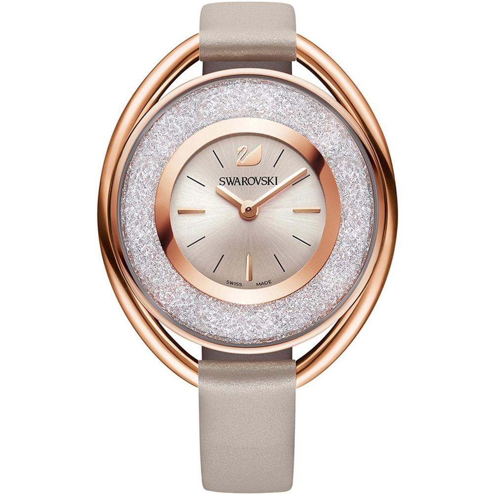 Swarovski Women&#39;s 5158544 Crystalline Crystal Grey Leather Watch