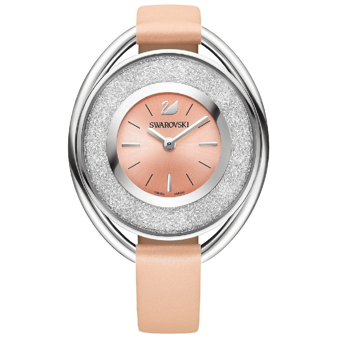 Swarovski Women&#39;s 5158546 Crystalline Crystal Rose-Tone Leather Watch