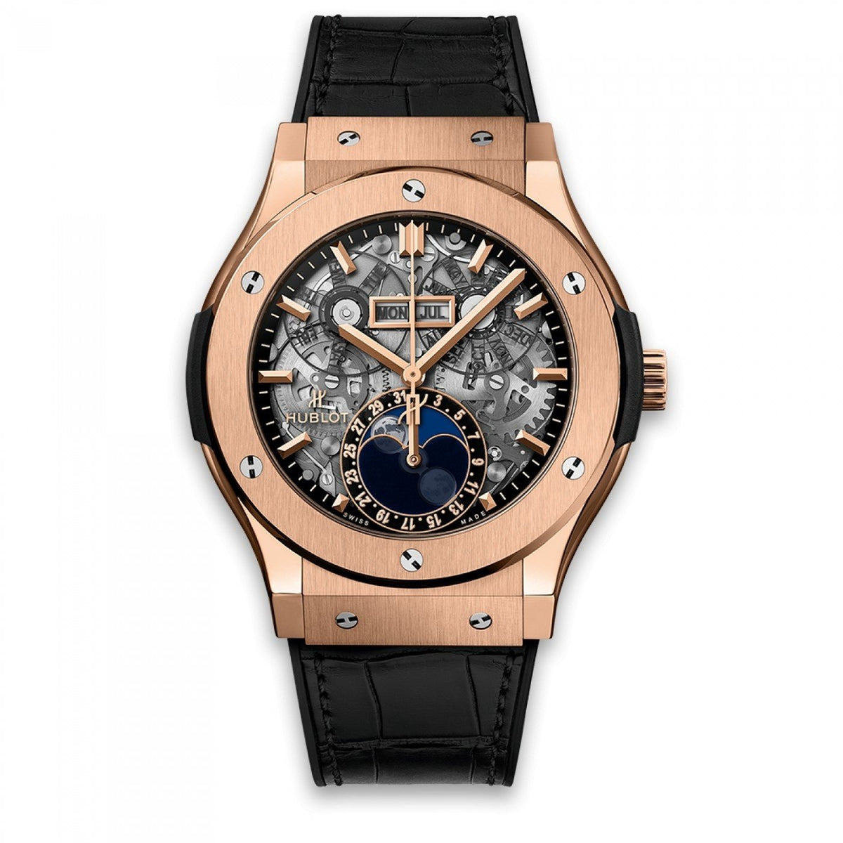 Hublot Men's 517.OX.0180.LR Classic Fusion Aerofusion Black Leather, Rubber Watch