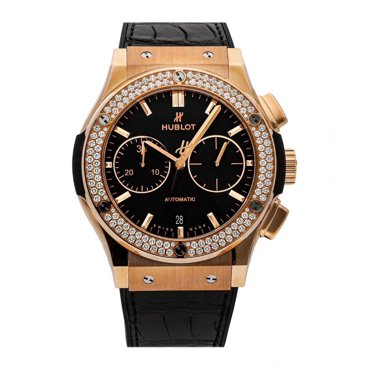 Hublot Men's 521.OX.1181.LR.1104 Classic Fusion Chronograph Chronograph Black Leather Watch