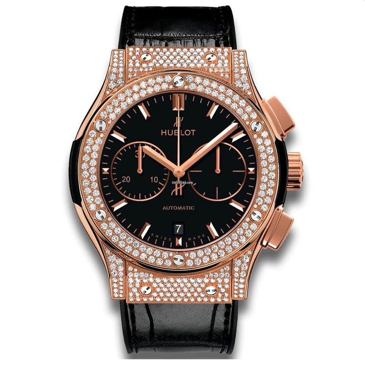 Hublot Men's 521.OX.1181.LR.1704 Classic Fusion Chronograph Chronograph Black Leather Watch