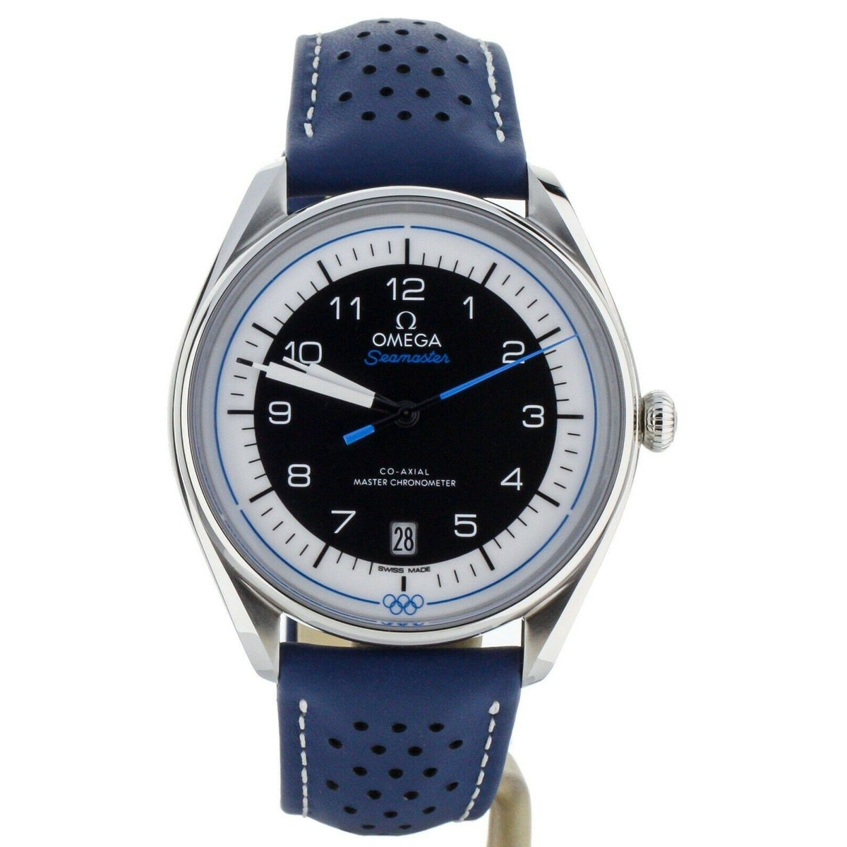 Omega Men&#39;s 522.32.40.20.01.001 Seamaster Olympic Timekeeper Blue Leather Watch