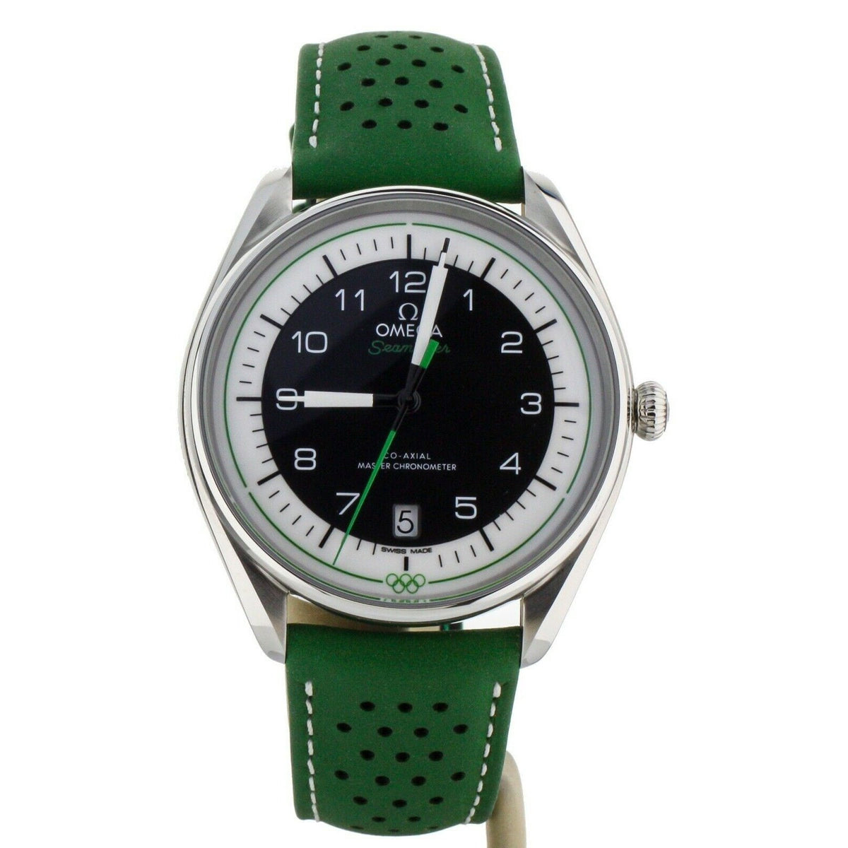 Omega Men's 522.32.40.20.01.005 Seamaster Olympic Timekeeper Green Leather Watch