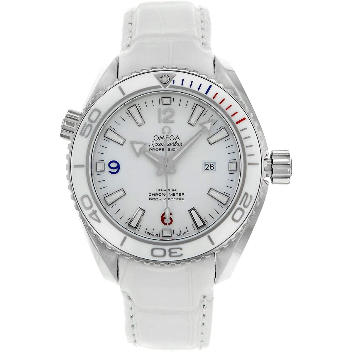 Omega Women&#39;s 522.33.38.20.04.001 Seamaster Planet Ocean White Leather Watch