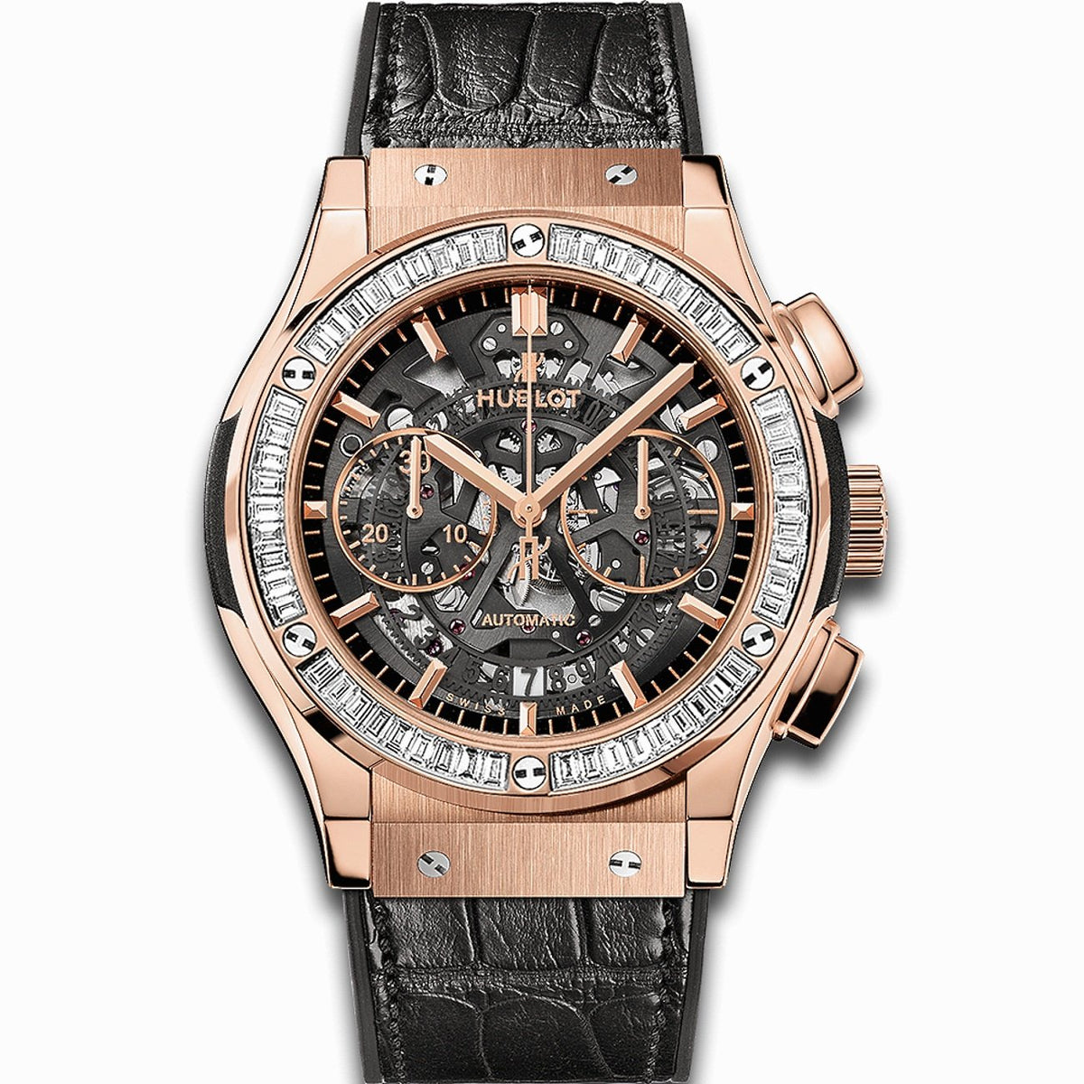 Hublot Men's 525.OX.0180.LR.1904 Classic Fusion  Chronograph Black Leather, Rubber Watch