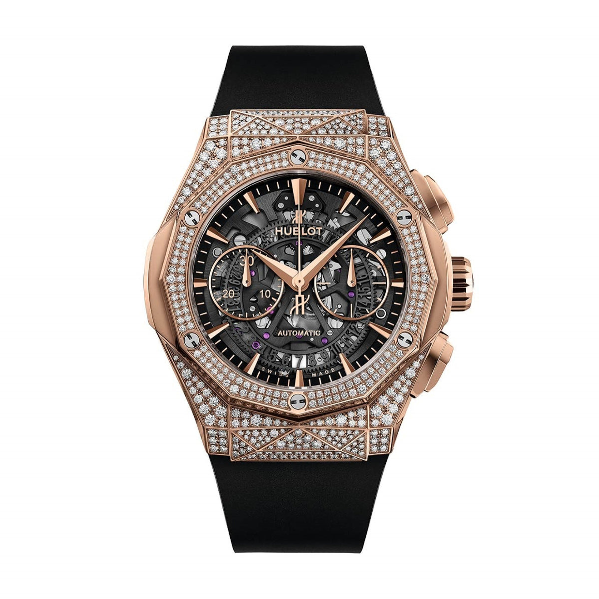 Hublot Men's 525.OX.0180.RX.1704.ORL19 Classic Fusion Aaerofusion Orlinski Chronograph Black Rubber Watch