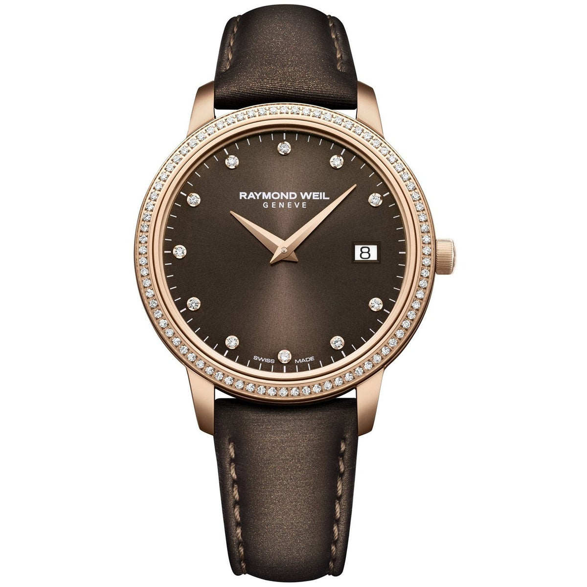Raymond Weil Women&#39;s 5388-C5S-70081 Toccata Diamond Brown Leather Watch