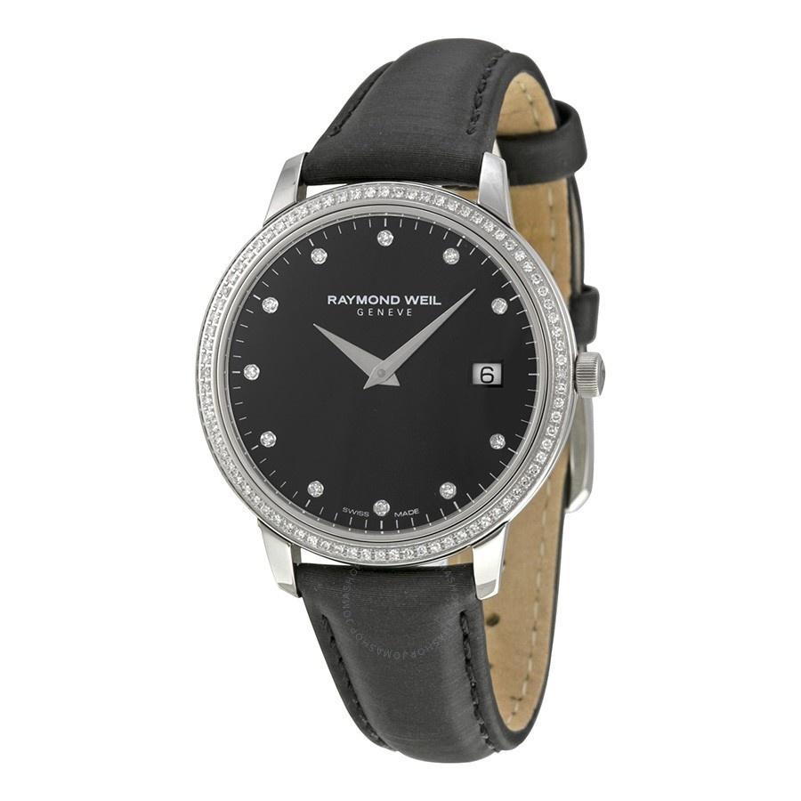 Raymond Weil Women&#39;s 5388-SLS-20081 Toccata Diamond Black Leather Watch
