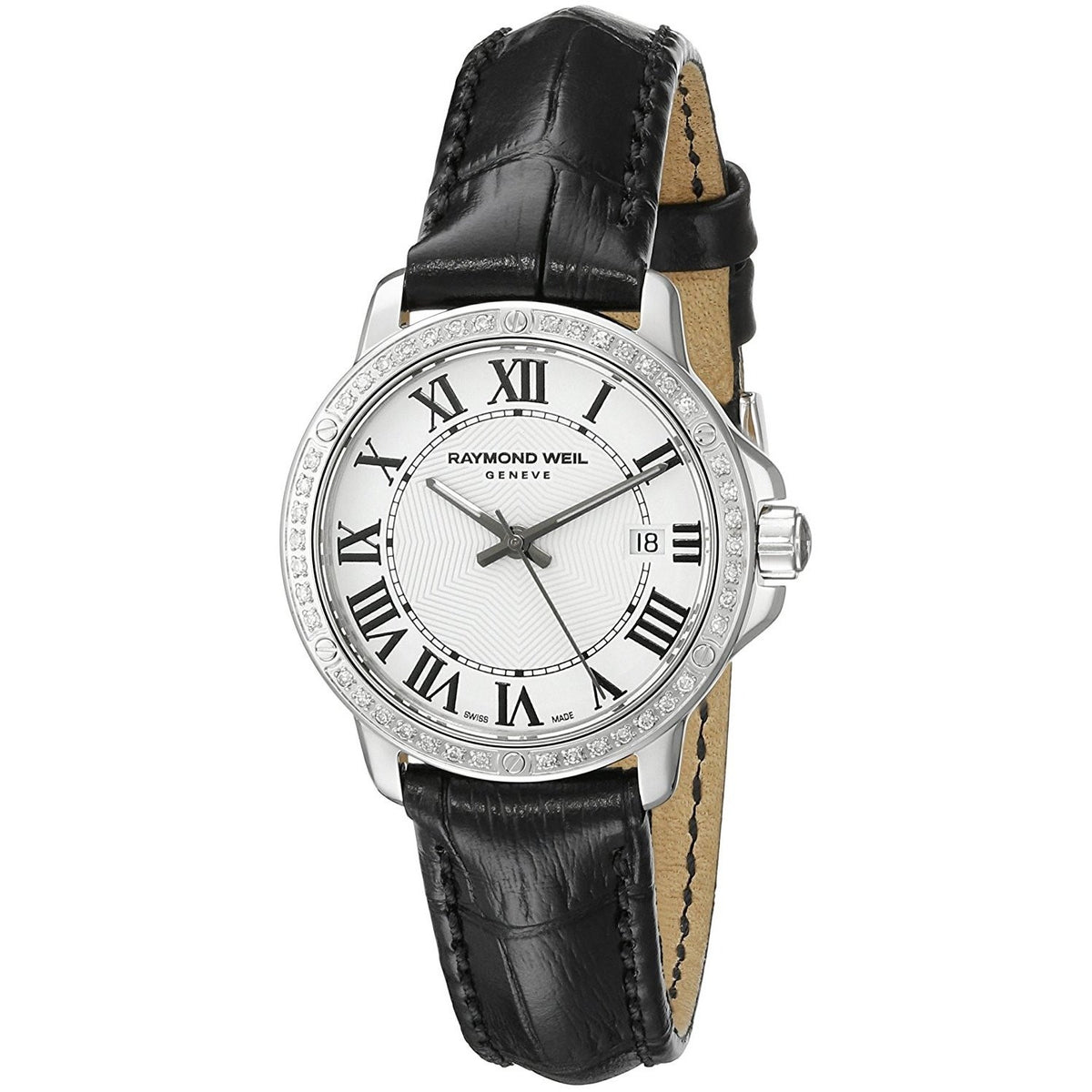 Raymond Weil Women&#39;s 5391-LS1-00300 Tango Diamond Black Leather Watch