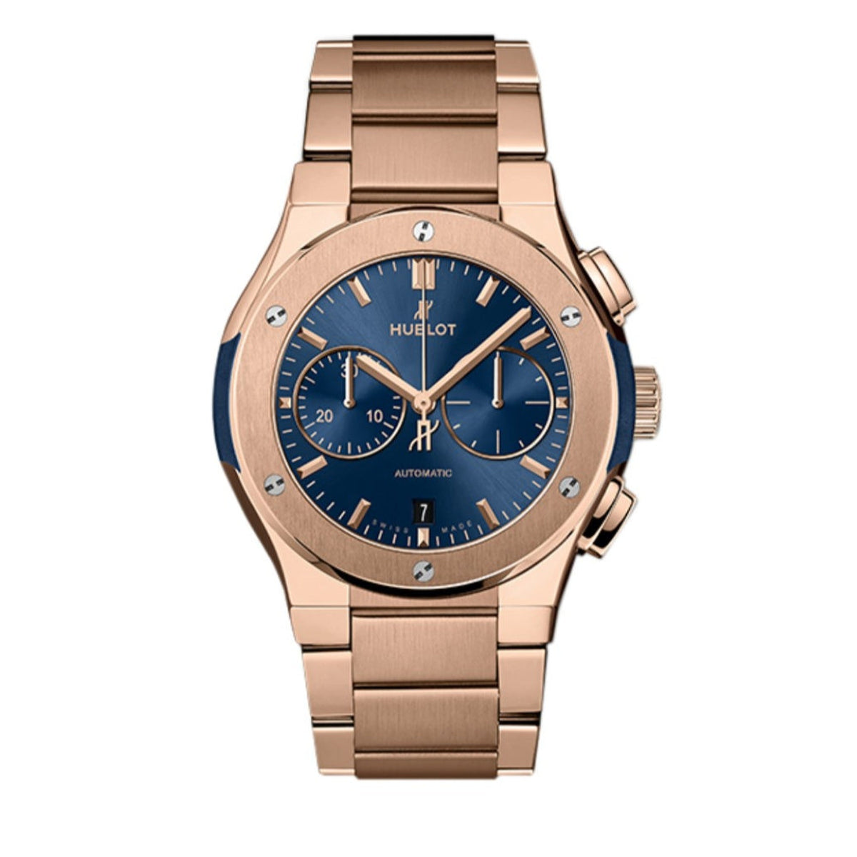 Hublot Men's 540.OX.7180.OX Classic Fusion Chronograph Blue 18Kt Rose Gold Watch
