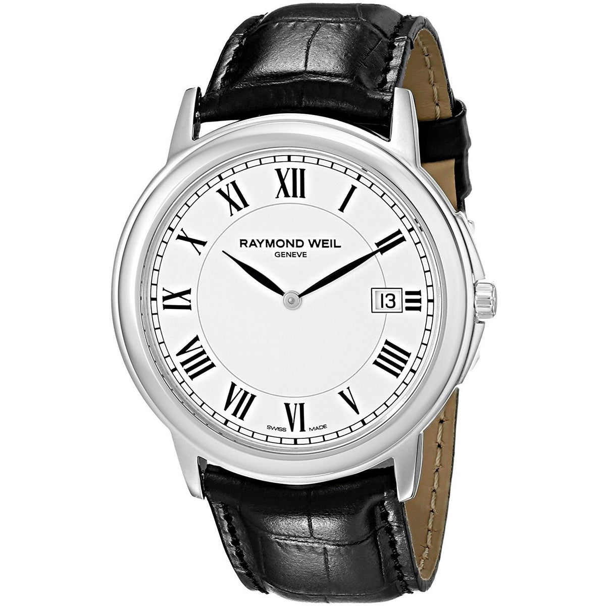 Raymond Weil Men&#39;s 54661-STC-00300 Tradition Black Leather Watch