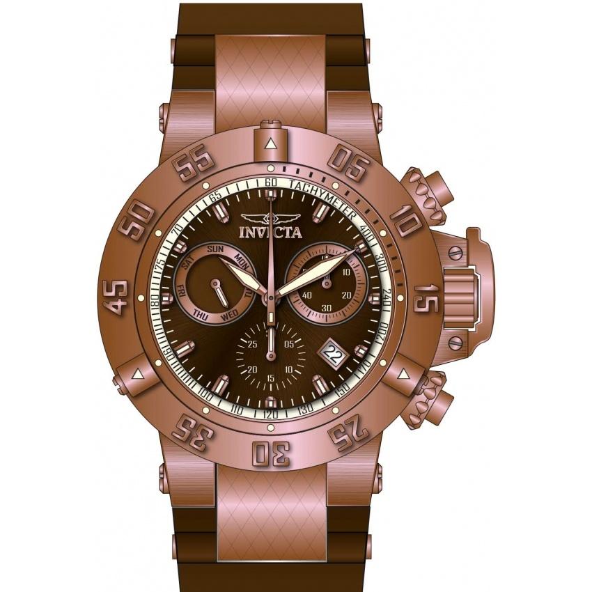 Invicta Men's 5510 Subaqua Noma III Chronograph Brown and Rose-Tone Inserts Polyurethane Watch