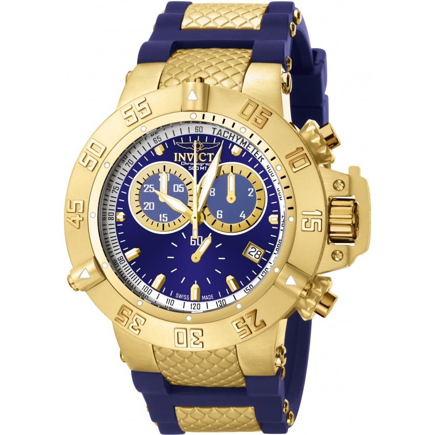 Invicta Men&#39;s 5515 Subaqua Noma III Chronograph Blue and Gold-Tone Inserts Polyurethane and Stainless Steel Watch