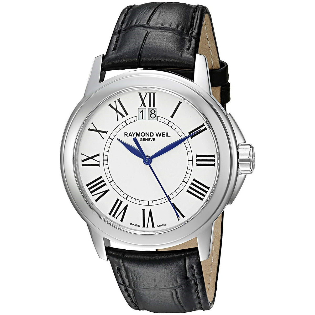 Raymond Weil Men&#39;s 5576-ST-00300 Tradition Black Leather Watch