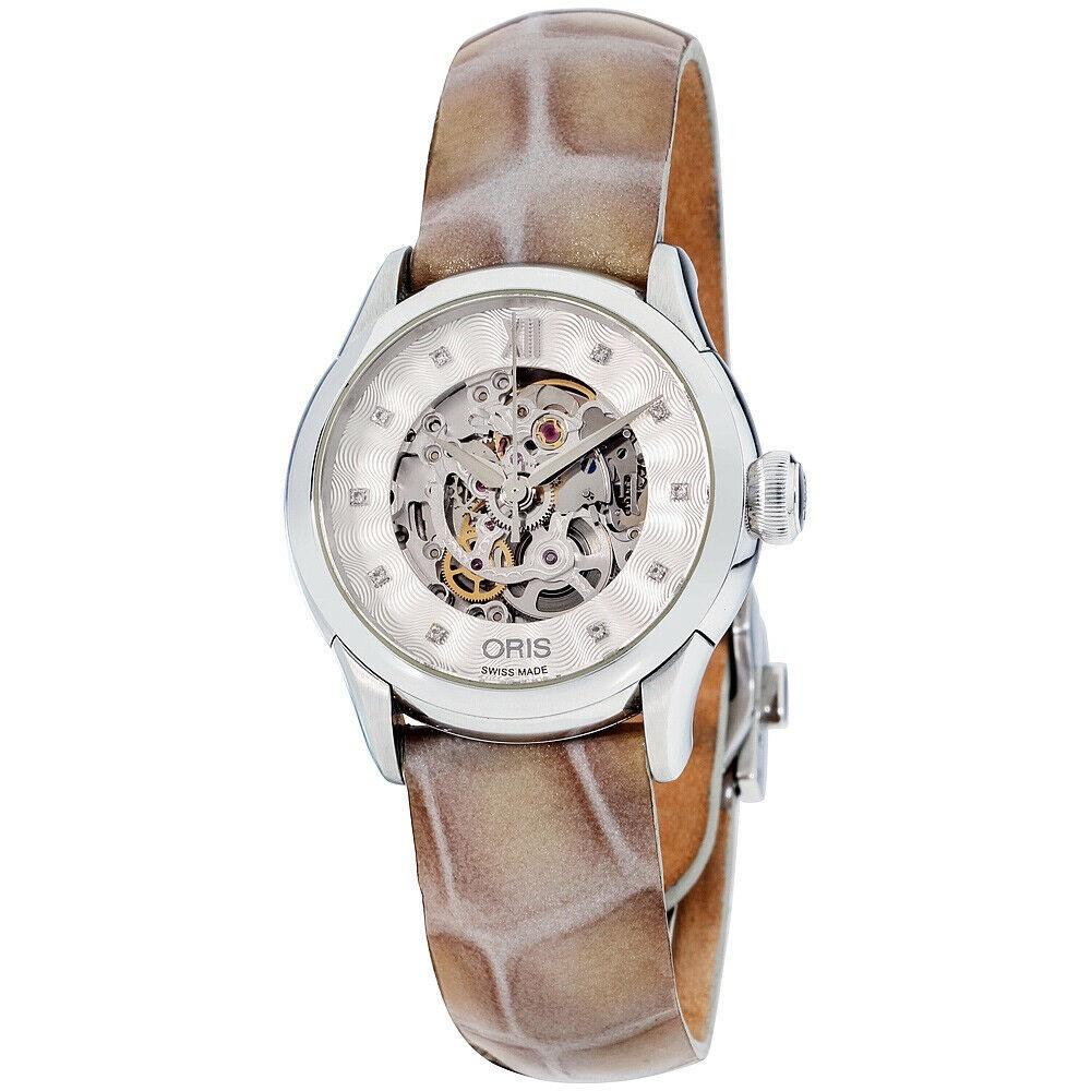 Oris Women's 56076044019LSBEIGE Artelier Skeleton Beige Leather Watch