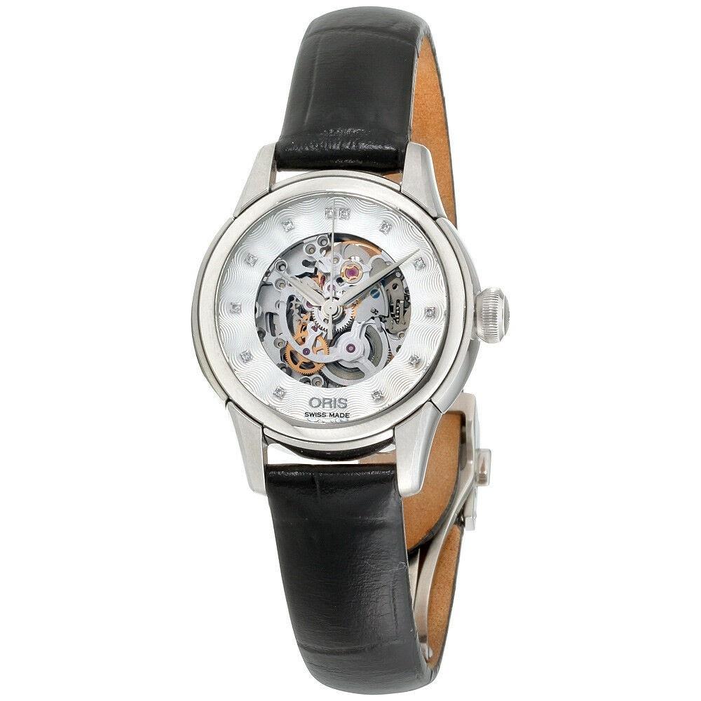 Oris Women's 56076874019LSBLK Artelier Black Leather Watch
