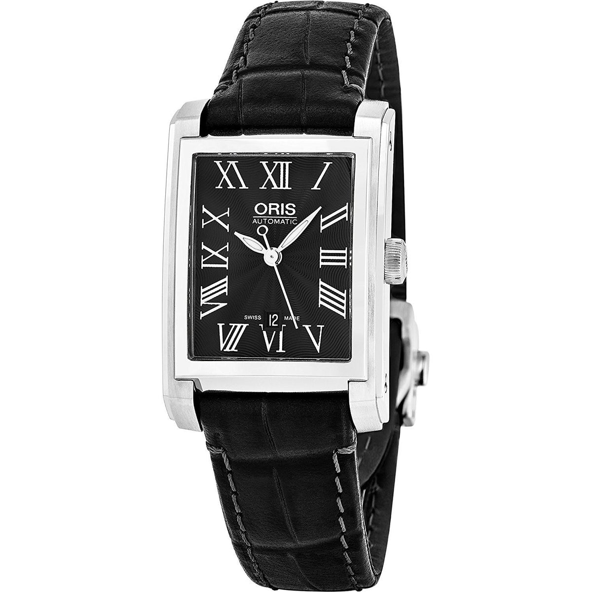 Oris Women&#39;s 56176564074LS Dress Automatic Black Leather Watch