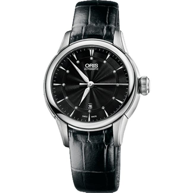 Oris Men's 56176874094LS Artelier Date Black Leather Watch