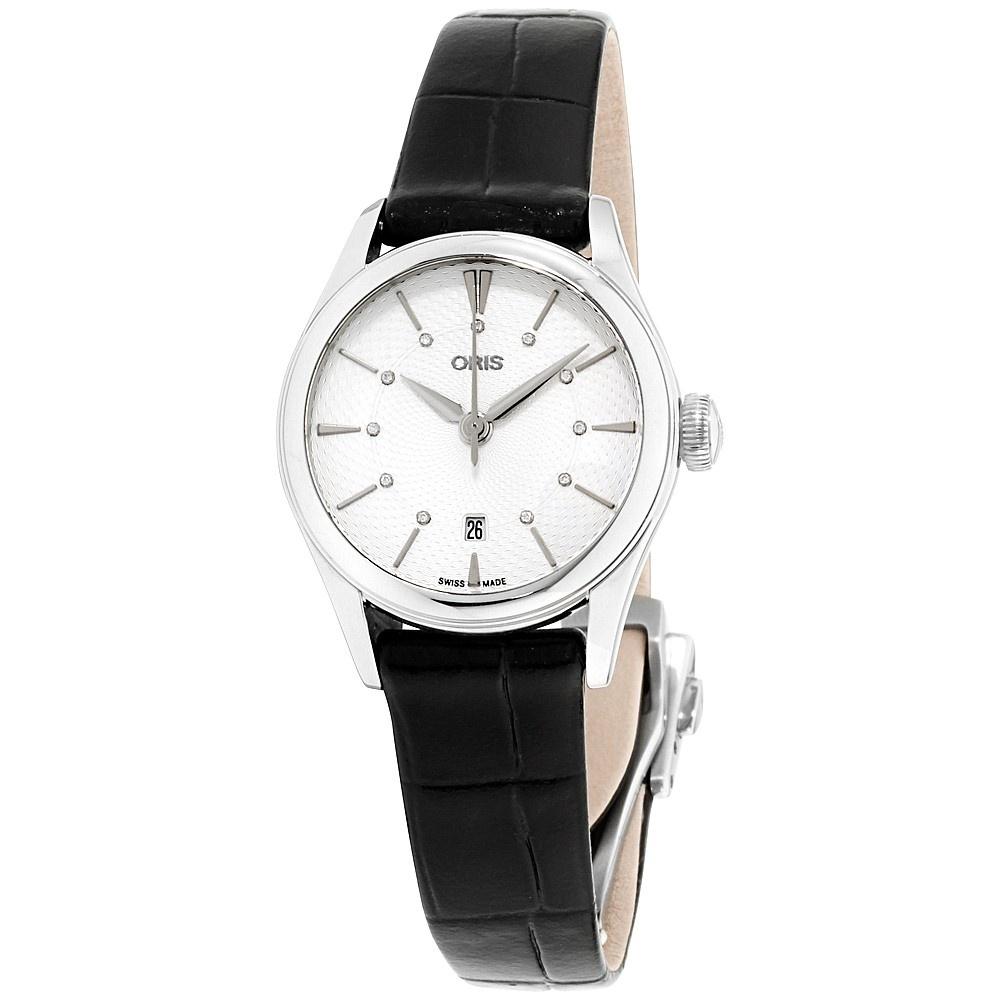 Oris Women's 56177224051LSBLK Artelier Black Leather Watch
