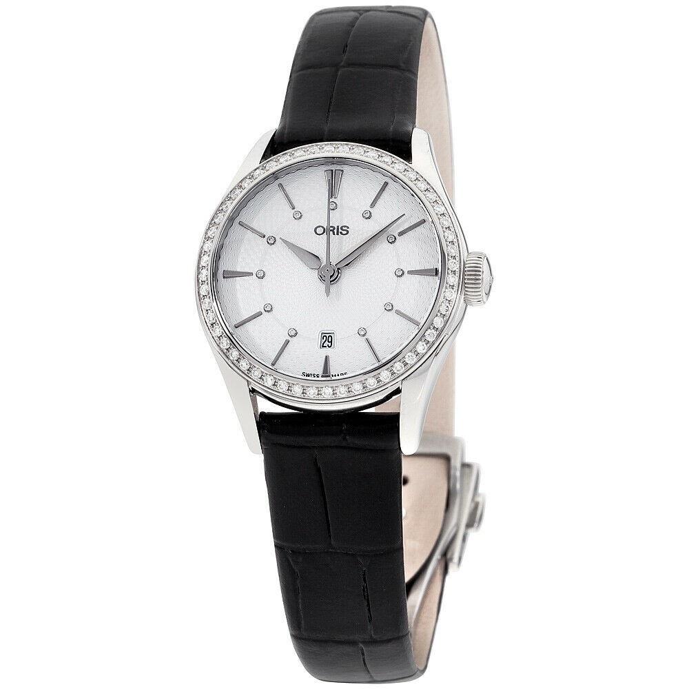 Oris Women's 56177224951LS Artelier Date Black Leather Watch
