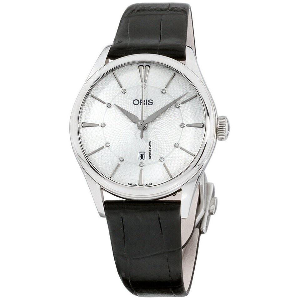 Oris Women&#39;s 56177244051LSBLK Artelier Black Leather Watch