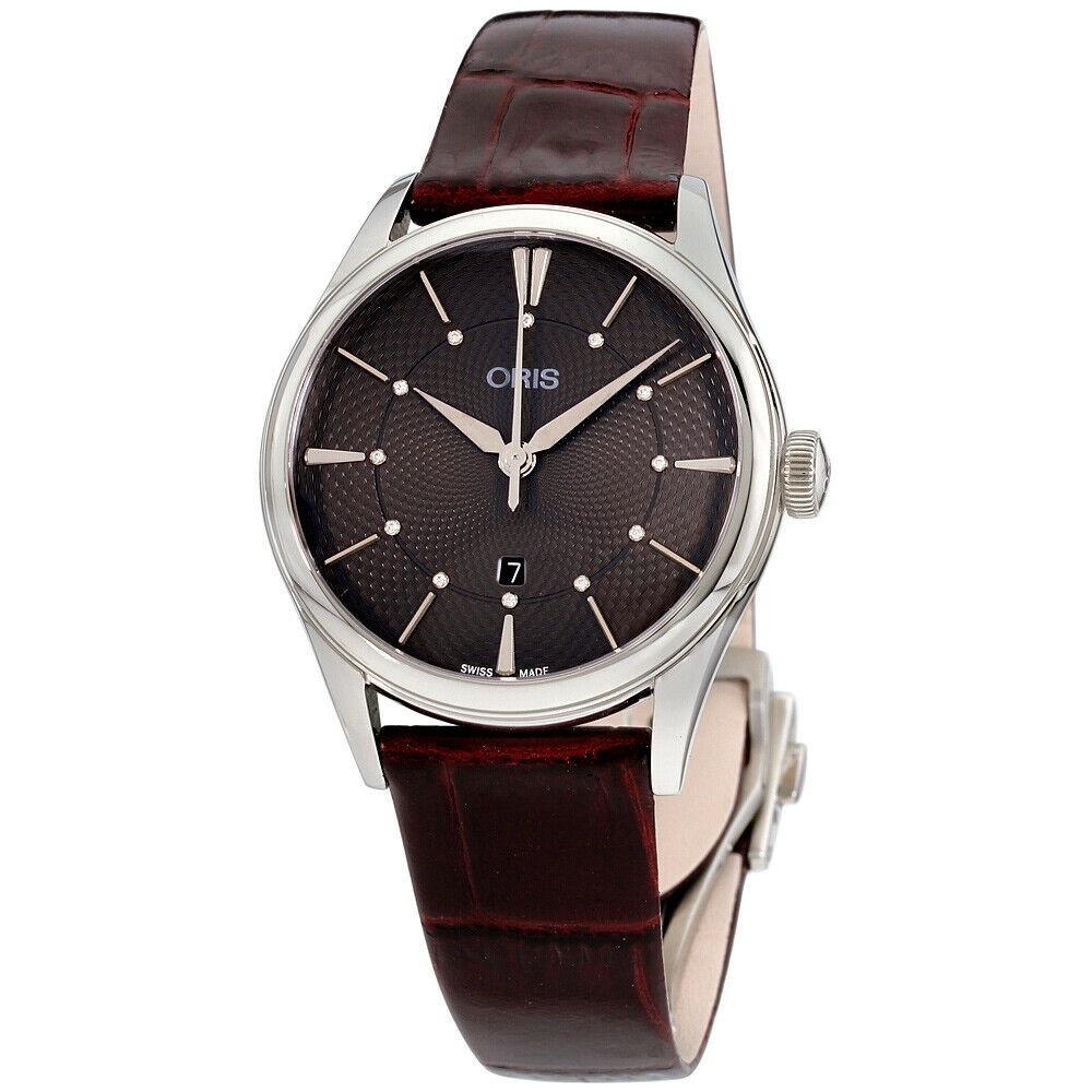 Oris Women's 56177244053LSBY Artelier Red Leather Watch