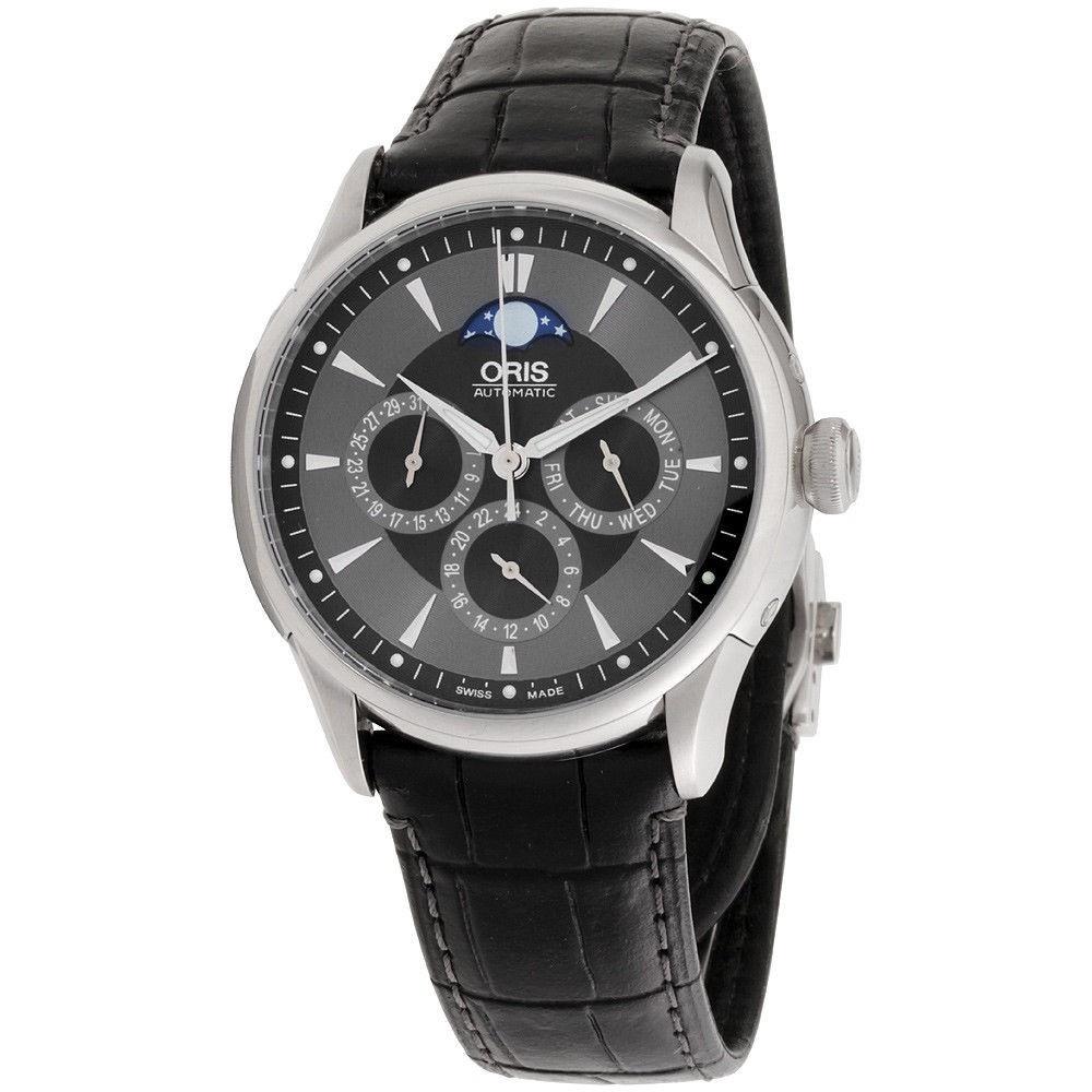 Oris Men's 58275924054LS Artelier Black Leather Watch