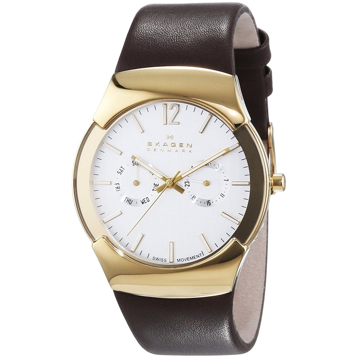 Skagen Men's 583XLGLD Multi-Function Brown Leather Watch
