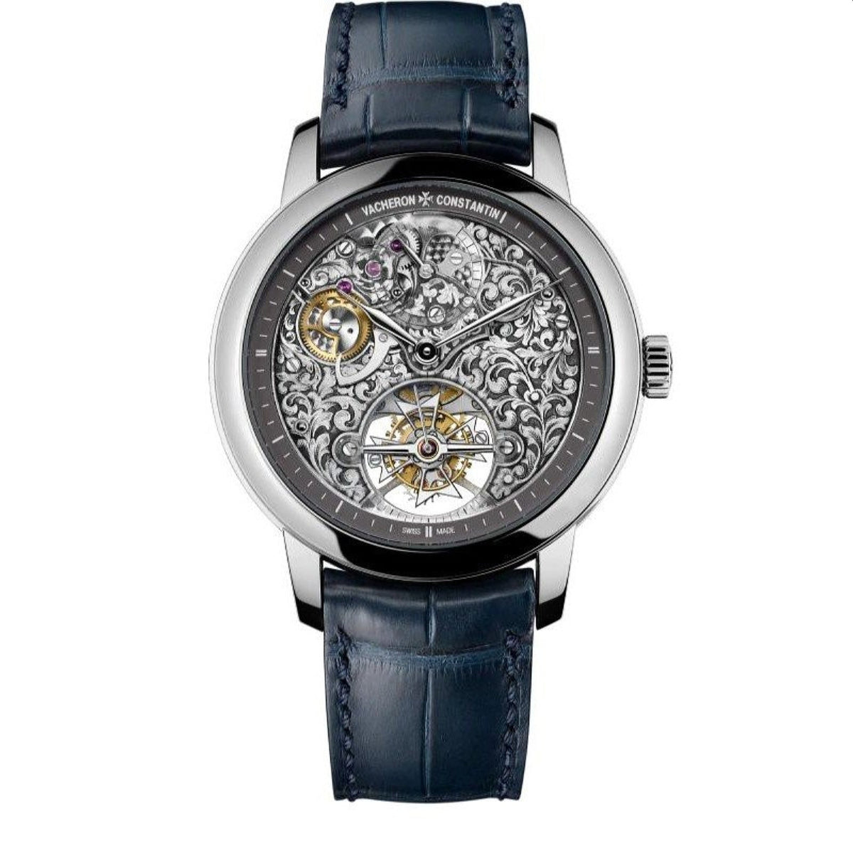 Vacheron Constantin Men's 6000A-000P-B025 Metiers d'Art Mecaniques Gravees Blue Leather Watch