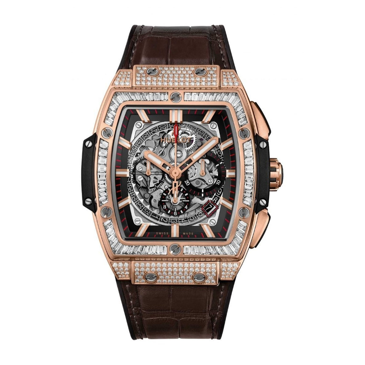 Hublot Men's 601.OX.0183.LR.0904 Spirit of Big Bang Chronograph Rose-Tone Rubber and Leather Watch