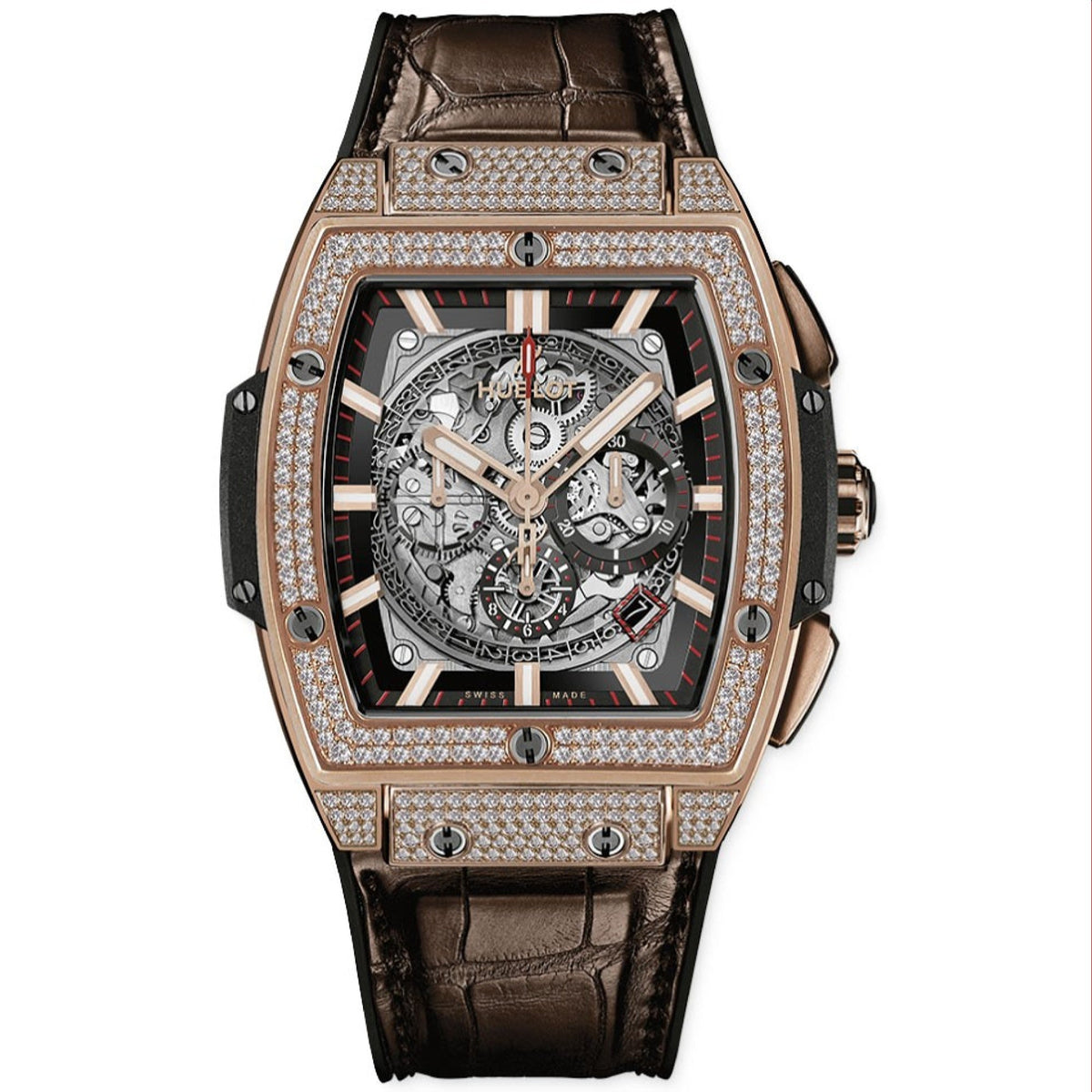 Hublot Men's 601.OX.0183.LR.1704 Spirit of Big Bang Chronograph Brown Rubber and Leather Watch