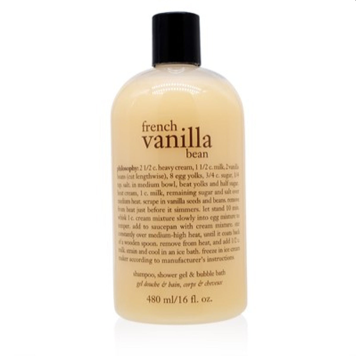 Philosophy French Vanilla Bean Shampoo Shower Gel&amp;Bubble Bath 16.0 Oz For Women  8760