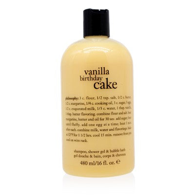 Philosophy Vanilla Birthday Cake Shampoo Shower Gel & Bubble Bath 16.0 Oz For Women   