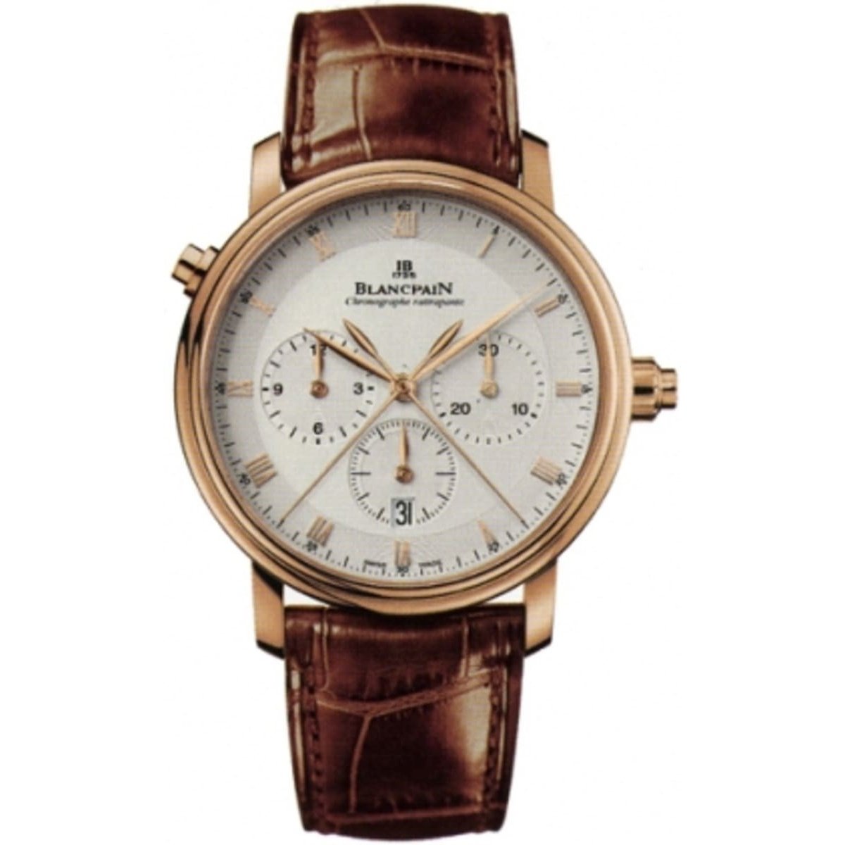 Blancpain Men's 6086-3642-55B Villeret Chronograph Brown Leather Watch